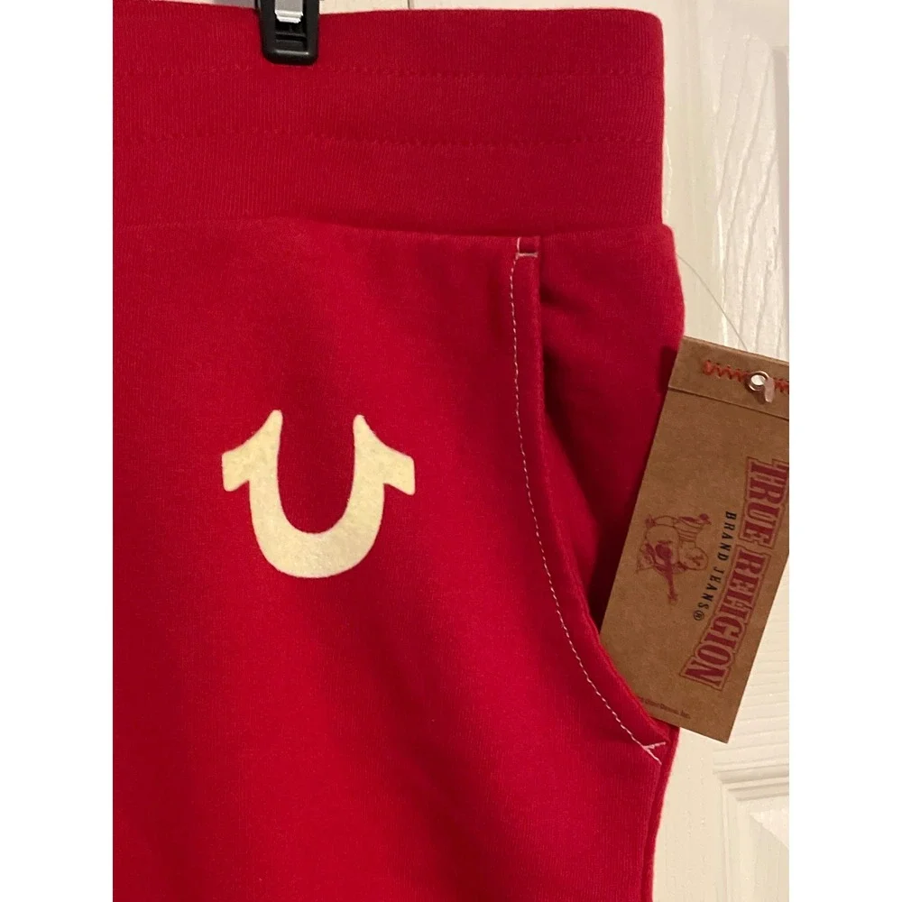 True Religion Mens Classic Logo Jogger Sweatpants Ruby Red XXL MA0H023MF4 NEW